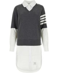 Thom Browne - Two-Tone Cotton Shirt Dress - Lyst