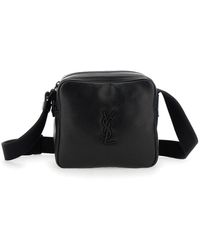 Saint Laurent - 'Niky Cube' Crossbody Bag With Cassandre On The Front And Adjustable Canvas Shoulder Strap - Lyst