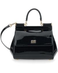 Dolce & Gabbana - 'Sicily Medium' Handbag With Adjustable And Removable Shoulder Strap And Logo Plaque On The Front - Lyst