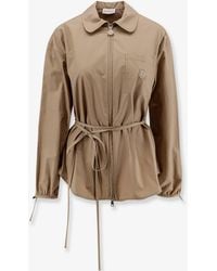 Moncler - Cotton Shirt Jacket With Front Embroidered Logo - Lyst