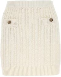 Prada - Ivory Cotton Blend Mini Skirt - Lyst