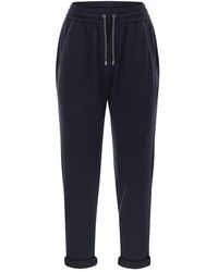 Brunello Cucinelli - Cotton And Silk Trousers - Lyst