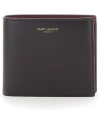 Saint Laurent - Bi-Fold Wallet With Logo Lettering On The Front And Bicolor Design - Lyst