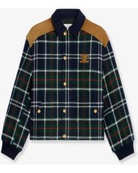 Celine - Tartan Wool Jacket With Suede Inserts - Lyst