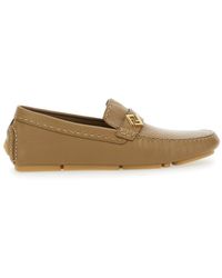 Fendi - 'Driver' Loafers With Rubber Injected Sole And Metallic Ff Plate - Lyst