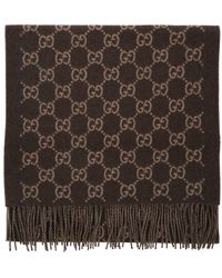 Gucci - Scarf With All-Over Gg Motif And Fringed Hem - Lyst