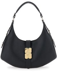 Ganni - 'Kat Small' Shoulder Bag With Adjustable Handle And Logo P - Lyst