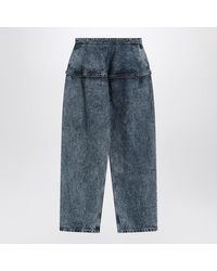 Alaïa - Peplum Stonewashed Denim Jeans - Lyst