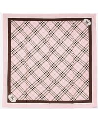 Burberry - Silk Scarf With Check Motif - Lyst