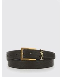 Saint Laurent - Cassandre Embossed Leather Belt With Ysl Monogram - Lyst