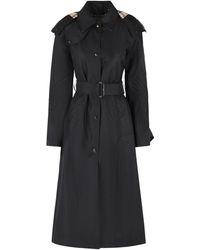 Burberry - Long Car Coat With Nylon Hood - Lyst