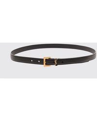 Saint Laurent - Cassandre Calfskin Leather Belt With Ysl Monogram Buckle - Lyst