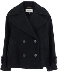 Chloé - Chloã Double-Breasted Jacket With Notched Wide Revers And Dropped Shoulders - Lyst