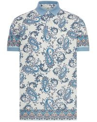 Etro - Cotton Polo Shirt With Placed Print - Lyst