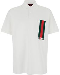 Gucci - Web Detail Cotton Polo Shirt - Lyst