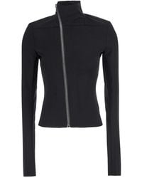 Rick Owens - 'Gary' Crop Jacket With High Collar And Off-Center Zip Closure - Lyst