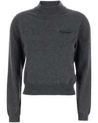 Brunello Cucinelli - Sweater With Mock Neck And Monil Detail On The Front - Lyst