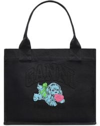 Ganni - Recycled Cotton Large Tote Bag - Lyst