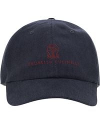 Brunello Cucinelli - Diagonal Linen, Wool And Silk Baseball Cap With Embroidered Logo - Lyst