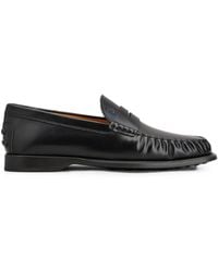 Tod's - Gathered Penny Loafers With Rubber Sole - Lyst