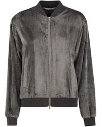 Peserico - Stretch Corded Velvet Bomber Jacket With Silk Details - Lyst