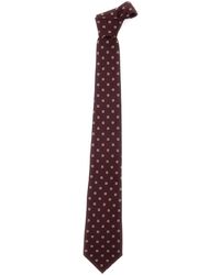 Saint Laurent - Bordeaux Wide Tie With All-Over Square Motif - Lyst