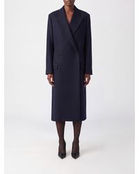 Loewe - Double-Breasted Long Virgin Wool Coat With Peak Lapels - Lyst