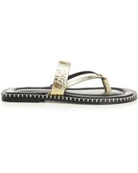 Dries Van Noten - Metallic Leather Flip-Flops - Lyst