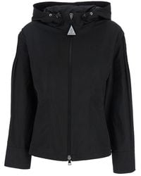 Moncler - 'Pau' Jacket With Fixed Hood And Logo Patch On The Sleeve - Lyst