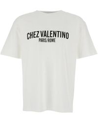 Valentino - 'Chez' Crewneck T-Shirt With Maxi Logo Print On The Front - Lyst