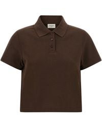Saint Laurent - 'Cassandre' Crop Polo Shirt - Lyst