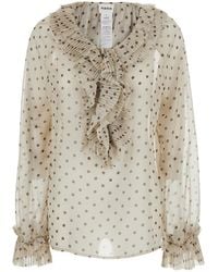 P.A.R.O.S.H. - Blouse With Ruffles On The Front And All-Over Polka Dot Print - Lyst