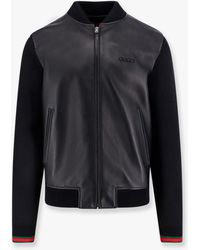 Gucci - Leather And Wool Jacket - Lyst