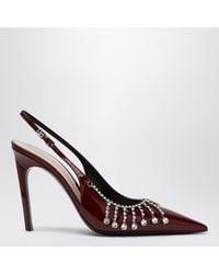 Gucci - Bordeaux Patent Leather Pump With Crystal Chain - Lyst