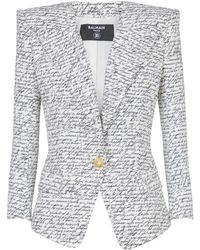 Balmain - 1 Btn Love Letter Print Tailored Jacket - Lyst