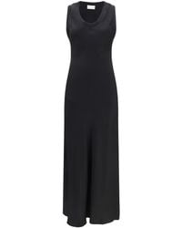 Ami Paris - Sleeveless Long Fluid Satin Dress - Lyst