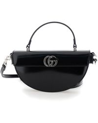 Gucci - Half Moon Shaped Handbag With Double G Logo Plaque On The Front And Removable Shoulder Strap - Lyst