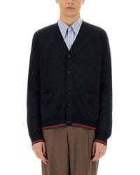 Gucci - Knitted Wool Cardigan With Web Pattern - Lyst