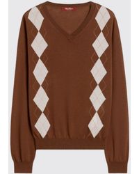 Max Mara - Silk And Wool Pullover With Diamond Pattern - Lyst
