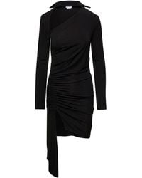 Off-White c/o Virgil Abloh - Viscose Crepe Draped Mini Dress, Long Sleeves - Lyst
