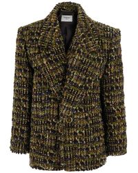Saint Laurent - Single-Breasted Jacket With Notched Revers And Cassandre Engraving On The Button - Lyst