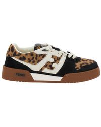 Fendi - Match' Low Top Sneakers With Ff Application And Leopard Motif - Lyst
