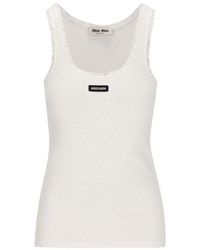 Miu Miu Layered Tank Top in White | Lyst