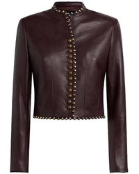 Etro - Cropped Leather Jacket With Studs - Lyst