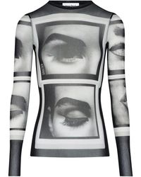 Jean Paul Gaultier - Re-Edition Mesh Longsleeve Top Printed "Eyes And Lips" - Lyst