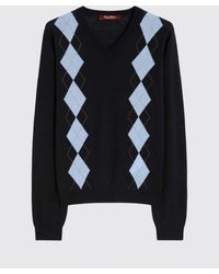Max Mara - Silk And Wool Pullover With Diamond Pattern - Lyst