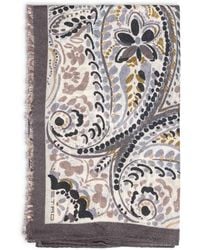 Etro - Wool And Silk Scarf With Floral Paisley Pattern - Lyst