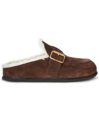 Prada - Suede And Shearling Mule With Buckle - Lyst