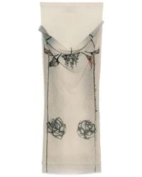Jean Paul Gaultier - Mesh Skirt Double Layer Printed "Tattoo Rose & Bird - Lyst