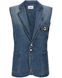 Coperni - Delavé Cotton Denim Vest With Strap Detail - Lyst